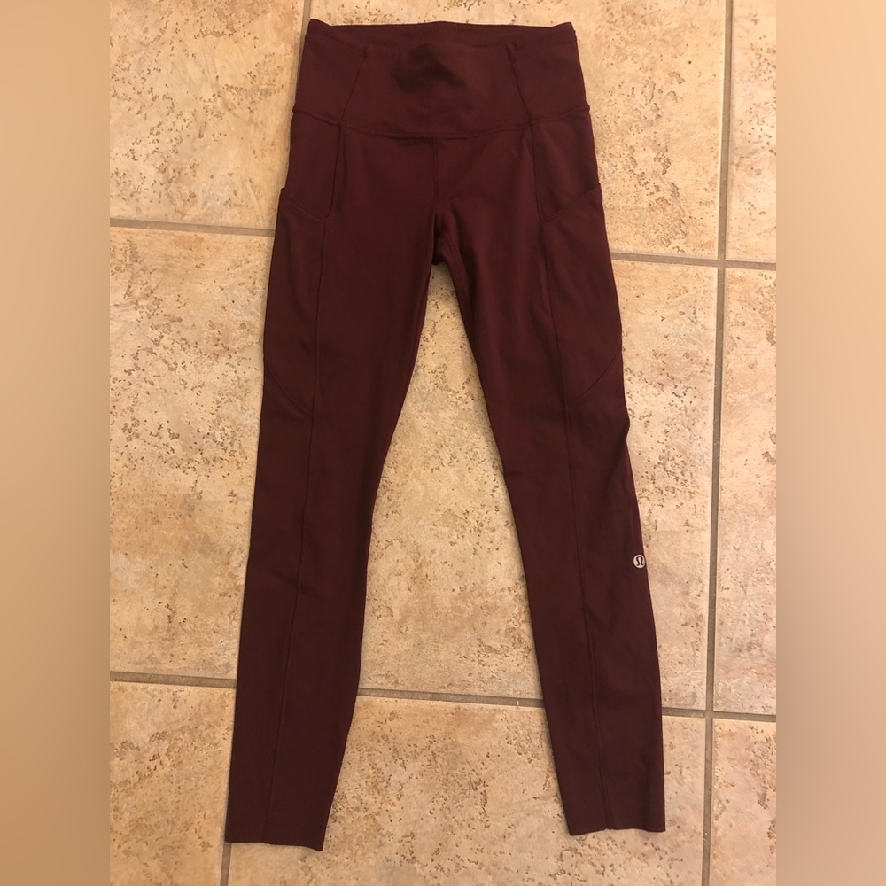 Lululemon High Rise Burgundy Leggings S